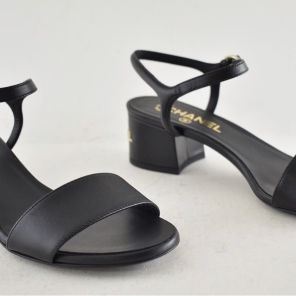 CHANEL Black Leather Heels